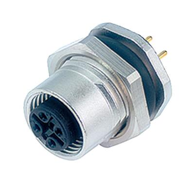 Illustration 86 0632 1000 00008 - M12 Female panel mount connector, Contacts: 8, unshielded, THT, IP68, UL, M16x1.5, front fastened