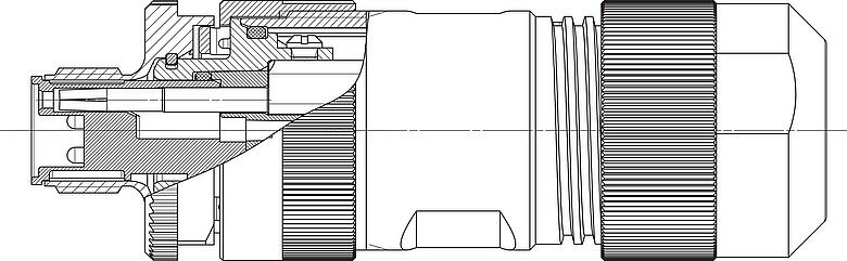 Dessin coté M12 Connecteur mâle, Contacts: 4+PE, 8,0-13,0 mm, non blindé, pince à visser, IP67, UL 2237 en préparation, avec connexion PE