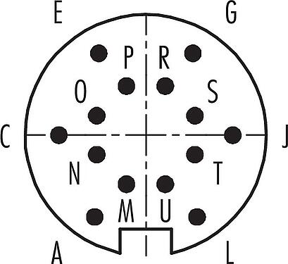Disposition des contacts (Côté plug-in) Push Pull Embase mâle, Contacts: 14, non blindé, souder, IP67, M21x1,0, Montage frontal