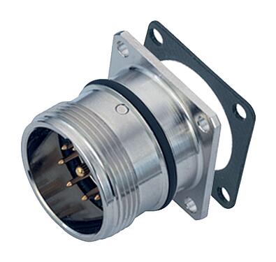 Illustration M23 Square male panel mount connector, Contacts: 16, unshielded, solder, IP67, M2 (4x), Front mounting
