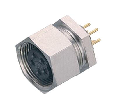Illustration M9 Female panel mount connector, Contacts: 8, unshielded, THT, M9x0,5, Front mounting
