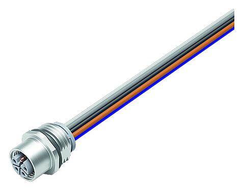 Illustration 09 0642 400 05 - M12 Female panel mount connector, Contacts: 4+FE, unshielded, single wires, IP68, UL, M16x1.5