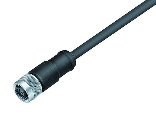 Illustration 77 3530 0000 50712-0500 - M12-A Female cable connector, Contacts: 12, shielded, moulded on the cable, IP67, UL, PUR, black, 12 x 0.25 mm², 5 m