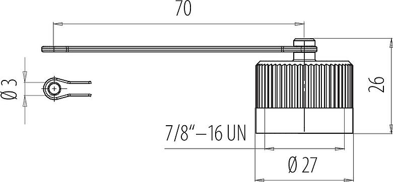 Dibujo a escala 7/8" Tapa protectora, IP67, con correa de sujeción
