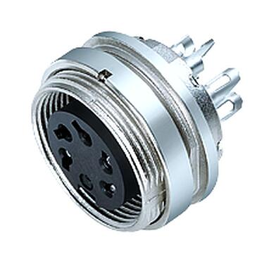 Illustration 09 0312 89 04 - M16 Female panel mount connector, Contacts: 4 (04-a), unshielded, solder, IP40, Front mounting