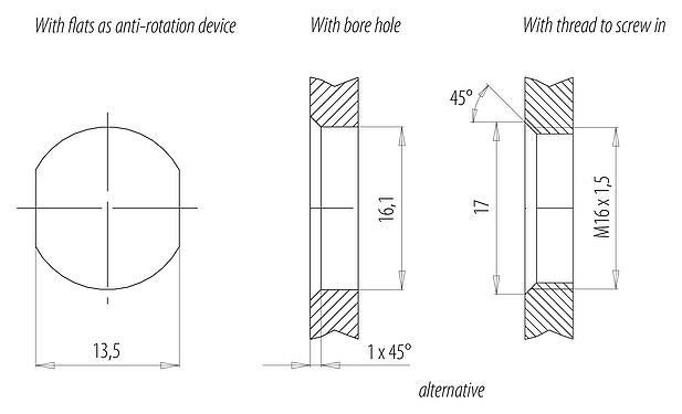 Assembly instructions / Panel cut-out 09 0641 37 05 - M12 Male panel mount connector, Contacts: 4+FE, unshielded, single wires, IP68, M16x1.5, UL in preparation
