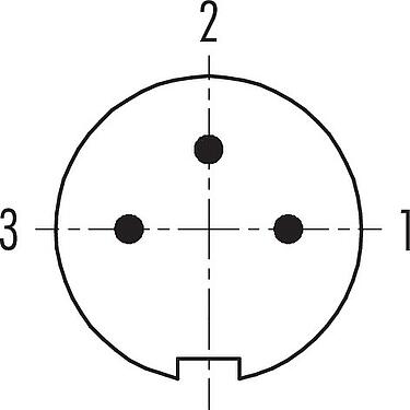 Contact arrangement (Plug-in side) M9 Male angled connector, Contacts: 3, 3.5-5.0 mm, unshielded, solder, IP67