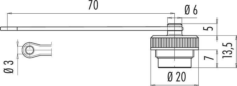 Dessin coté Capuchon de protection, IP67, pour embase femelle