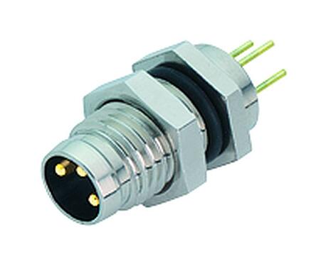 Illustration 86 6119 1100 00004 - M8 Male panel mount connector, Contacts: 4, unshielded, THT, IP67, UL 2238, M8x1.0, Rear mounting