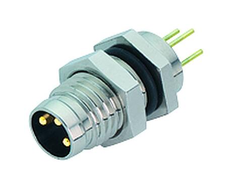 Illustration 86 6119 1100 00003 - M8 Male panel mount connector, Contacts: 3, unshielded, THT, IP67, UL, front fastened