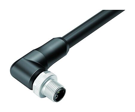 Illustration 77 0677 0000 50505-0500 - M12 Male angled connector, Contacts: 4+PE, unshielded, moulded on the cable, IP68, PUR, black, 5 x 2,50 mm², UL in preparation, 5 m