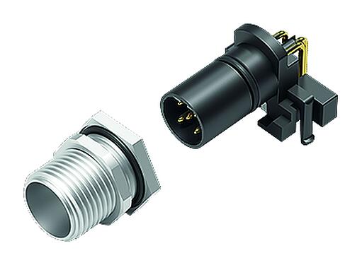 Illustration 99 4445 601 05 - M12 Male angled panel mount connector, Contacts: 5, shieldable, THR, IP67, UL