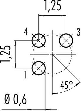 Conductor layout M5 Male panel mount connector, Contacts: 3, unshielded, THT, IP67, UL 2238, M5x0.5, Rear mounting, potted