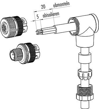 Instrucción de montaje 99 0429 58 04 - Conector macho en ángulo, Número de contactos: 4, 8,0-10,0 mm, sin blindaje, tornillo extraíble, IP67, UL, VDE, para la fuente de alimentación (potencia)