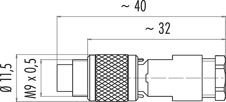 Dessin coté M9 Connecteur mâle, Contacts: 7, 3,5-5,0 mm, non blindé, souder, IP67