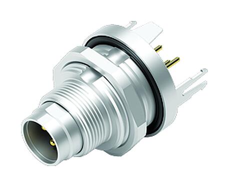 Illustration M9 Male panel mount connector, Contacts: 3, shieldable, THT, IP67, M12x0.5, Rear mounting, potted