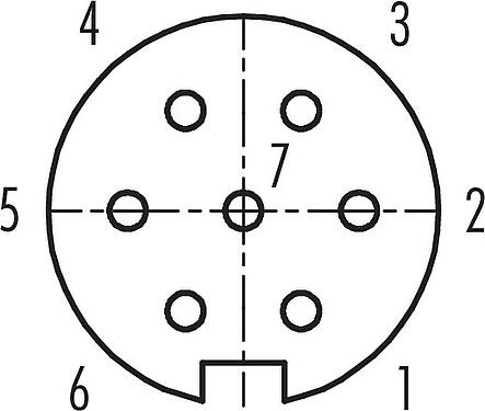 Disposición de los contactos (lado de la conexión) Bayoneta Conector hembra en ángulo, Número de contactos: 7, 4,0-6,0 mm, sin blindaje, soldadura, IP40