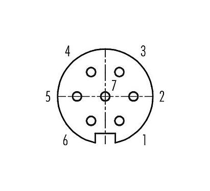 Contact arrangement (Plug-in side) Bayonet Female angled connector, Contacts: 7, 6.0-8.0 mm, unshielded, solder, IP40