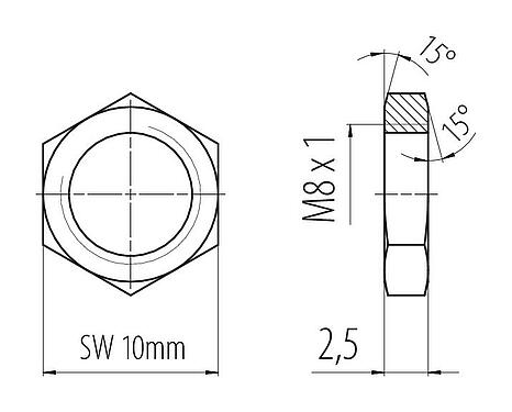 Scale drawing 01 1188 001 - M8 - mounting nut M8x1,0