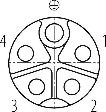 Disposición de los contactos (lado de la conexión) M12 Conector de cable hembra, Número de contactos: 4+PE, 8,0-13,0 mm, sin blindaje, tornillo extraíble, IP67, UL 2237 en preparación, con conexión de PE