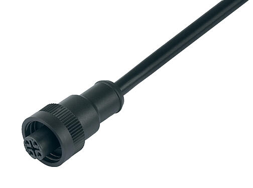 Illustration 79 0232 20 04 - RD24 Female cable connector, Contacts: 3+PE, unshielded, moulded on the cable, IP67, PVC, black, 4 x 1.50 mm², 2 m