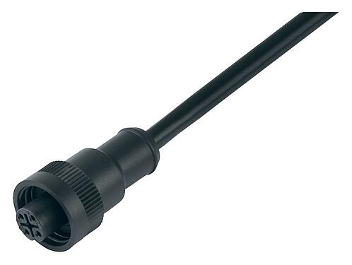 Illustration RD24 Female cable connector, Contacts: 6+PE, unshielded, moulded on the cable, IP67, PVC, black, 7 x 0.75 mm², 7 m