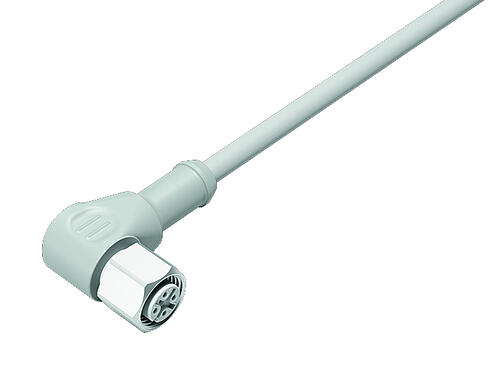 Illustration 77 3734 0000 20908-0200 - M12 Female angled connector, Contacts: 8, unshielded, moulded on the cable, IP69K, UL, Ecolab, PVC, grey, 8 x 0.25 mm², stainless steel, 2 m