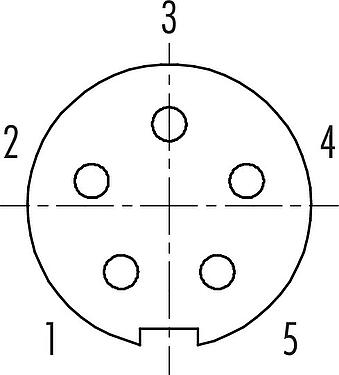 Disposición de los contactos (lado de la conexión) Push Pull Toma de brida, Número de contactos: 5, sin blindaje, soldadura, IP67, M14x0,5, Montaje frontal