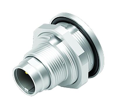 Illustration M9 Male panel mount connector, Contacts: 3, unshielded, solder, IP67, M12x0.5, Rear mounting, potted
