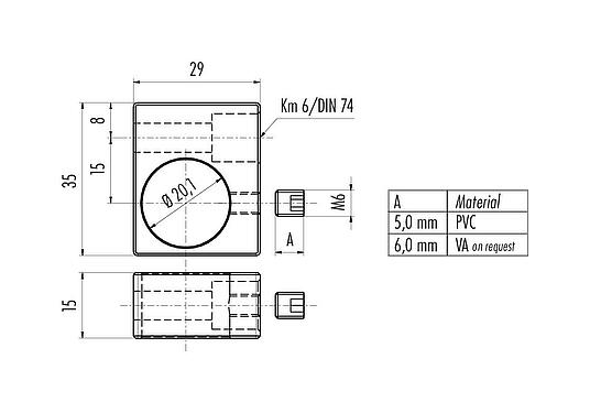 Dibujo a escala 28 1330 300 00 - Elemento de montaje LED, Acero inoxidable