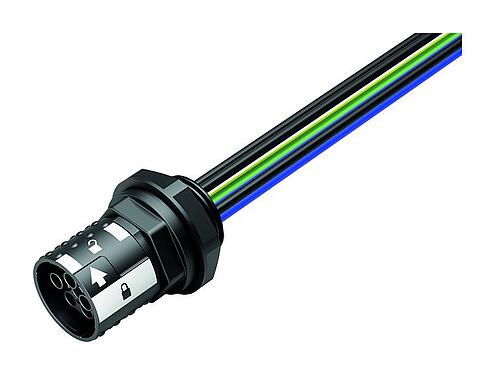 Illustration Bayonet Female panel mount connector, Contacts: 6, unshielded, single wires, IP66/IP67, UL 2237, M20x1.5, Front mounting