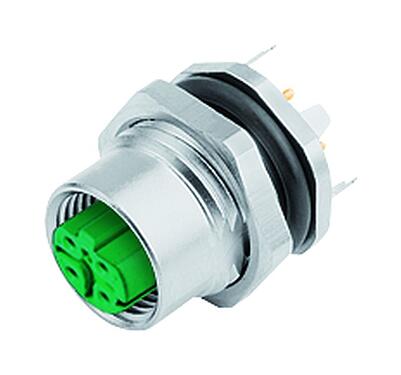 Illustration 86 0536 1120 00404 - M12 Female panel mount connector, Contacts: 4, shieldable, THT, IP67, UL, PG 9, front fastened