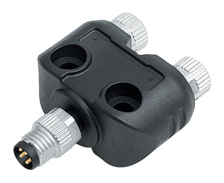 Illustration M8 Twin distributors, Y-distributor, male connector - 2 female connector, Contacts: 4/3, unshielded, pluggable, IP67, UL 2238
