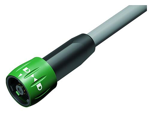 Ilustración Bayoneta Conector de cable macho, Número de contactos: 8, sin blindaje, soldadura, IP67, PVC, gris, 8 x 0,25 mm², 2 m