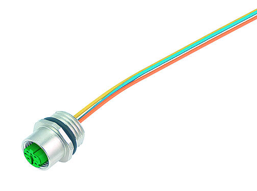 Illustration 76 0236 0011 00404-0200 - M12 Female panel mount connector, Contacts: 4, unshielded, single wires, IP67, UL, M16x1.5