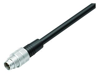 M9 Male cable connector, Contacts: 5, unshielded, moulded on the cable, IP67, PUR, black, 5 x 0.25 mm², 2 m