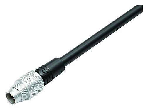 Illustration M9 Male cable connector, Contacts: 5, unshielded, moulded on the cable, IP67, PUR, black, 5 x 0.25 mm², 2 m