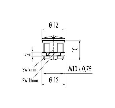 Dibujo a escala 08 3130 000 000 - M8 / AS-Interface - Tornillo de fijación M10 x 0,75