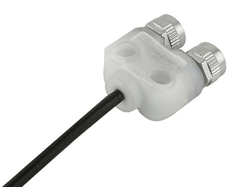 Ilustración 79 5236 33 04 - Conexión de cables distribuidor doble, Número de contactos: 4, sin blindaje, moldeado en el cable, IP68, UL, M12x1,0, PUR, negro, 4 x 0,25 mm², 2 m