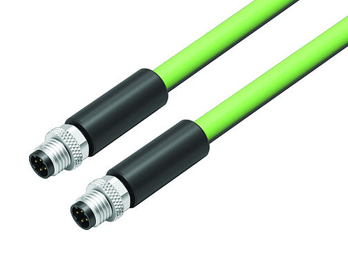 Ilustración 77 5429 5429 50704-0200 - M8 Cable de conexión 2 conectore de cable macho, Número de contactos: 4, blindado, moldeado en el cable, IP67, Profinet/Ethernet CAT5e, PUR, verde, 4 x AWG 22, 2 m