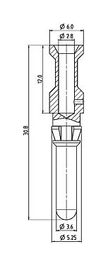 Scale drawing 61 1310 139 - Bayonet HEC - Pin contact for 4+PE version, 100 pcs.; Series 696