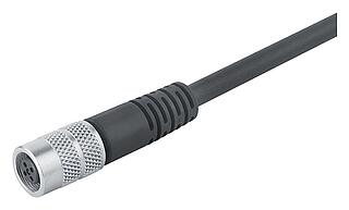 M9 Female cable connector, Contacts: 7, shielded, moulded on the cable, IP67, PUR, black, 8 x 0.14 mm², 2 m