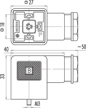 Scale drawing Female power connector, Contacts: 2+PE, 3.0-10.0 mm, unshielded, screw clamp, IP40 without seal, VDE, ESTI+, M16x1.5