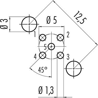 Disposición del conductor M12 Toma de brida, Número de contactos: 5, blindable, THT, IP68, UL 2238, PG 9, Montaje en pared, moldeado