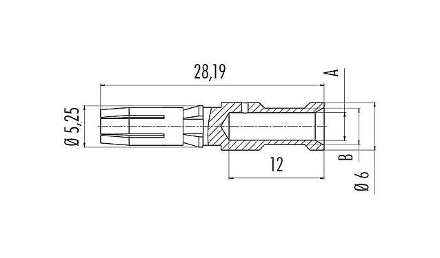 Scale drawing 61 1286 139 - Bayonet HEC - Socket contact for 4+PE version, 100 pcs.; Series 696