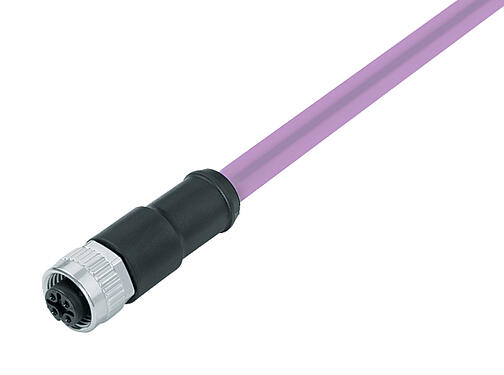 Ilustración 77 2530 0000 50705-0200 - M12-A Conector de cable hembra, Número de contactos: 5, blindado, moldeado en el cable, IP67, UL, CAN-Bus, PUR, morado, 1 x 2 x AWG 22 + 1 x 2 x AWG 24, 2 m