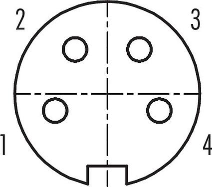 Disposición de los contactos (lado de la conexión) M16 Toma de brida, Número de contactos: 4 (04-a), sin blindaje, THT, IP40, M18x0,75, Montaje en pared