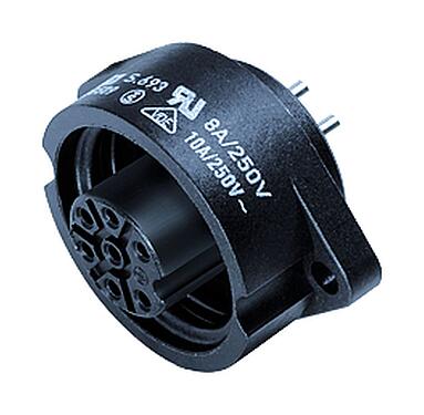 Illustration RD24 Embase femelle, Contacts: 6+PE, non blindé, souder, IP67, UL, ESTI+, VDE, Montage frontal