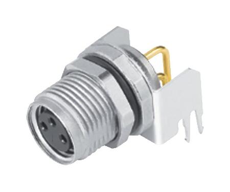 Illustration 09 3424 82 05 - M8 Female panel mount connector, Contacts: 5, shieldable, THT, IP67, M10x0.75, front fastened