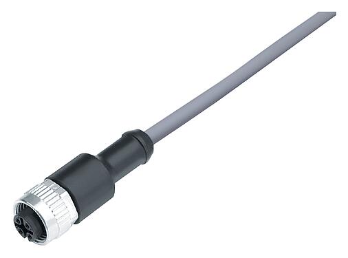 Ilustración M12 Conector de cable hembra, Número de contactos: 8, sin blindaje, moldeado en el cable, IP68/IP69K, UL 2238, PVC, gris, 8 x 0,25 mm², 5 m